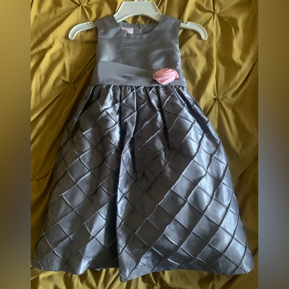 Marmellata Silver Silk Formal Kids Dress